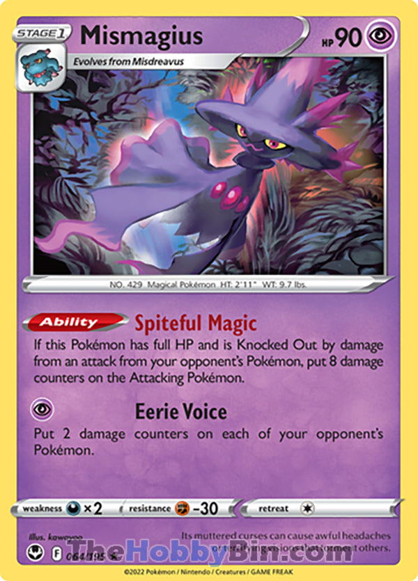 Mismagius #64/195 Rare - Silver Tempest Pokemon card