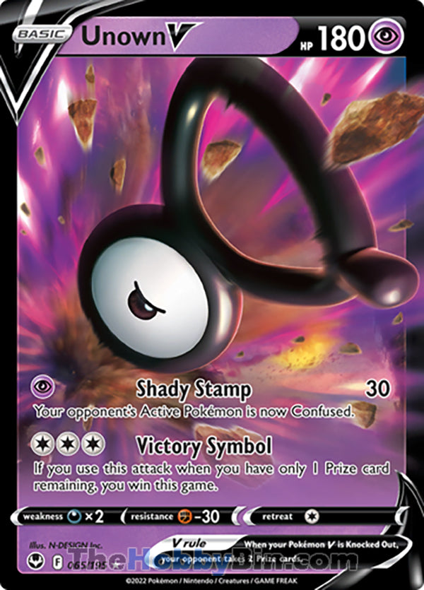Unown V #65/195 Ultra Rare V - Silver Tempest Pokemon card