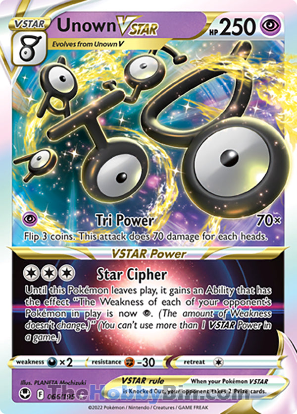 Unown VSTAR #66/195 Ultra Rare VSTAR - Silver Tempest Pokemon card