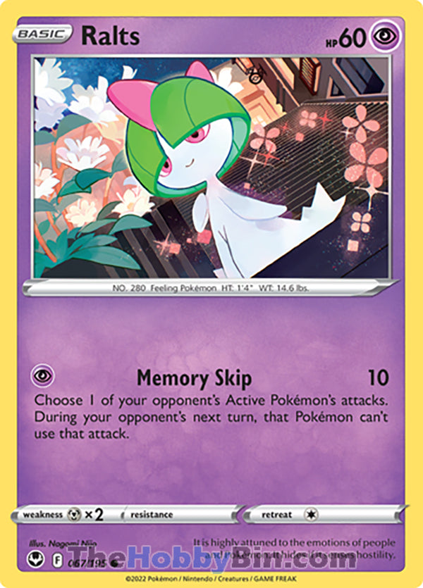 Ralts #67/195 Common - Silver Tempest Pokemon card