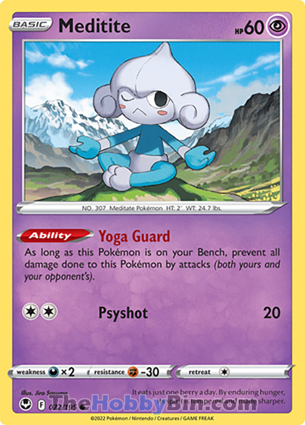 Meditite #72/195 Common - Silver Tempest Pokemon card