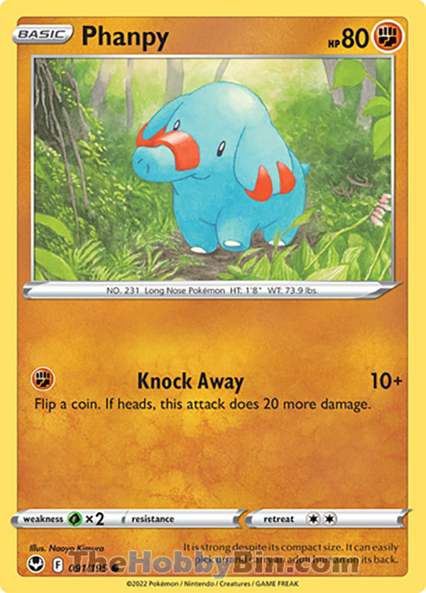 Phanpy #91/195 Common - Silver Tempest Pokemon card