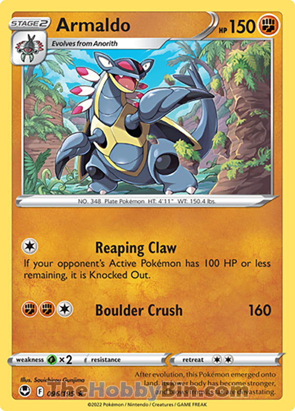 Armaldo #96/195 Rare - Silver Tempest Pokemon card
