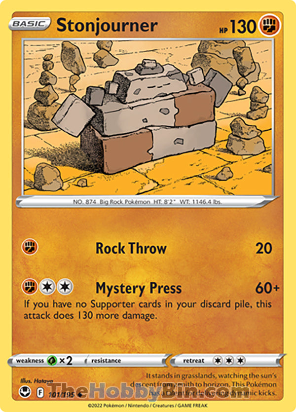Stonjourner #101/195 Uncommon - Silver Tempest Pokemon card