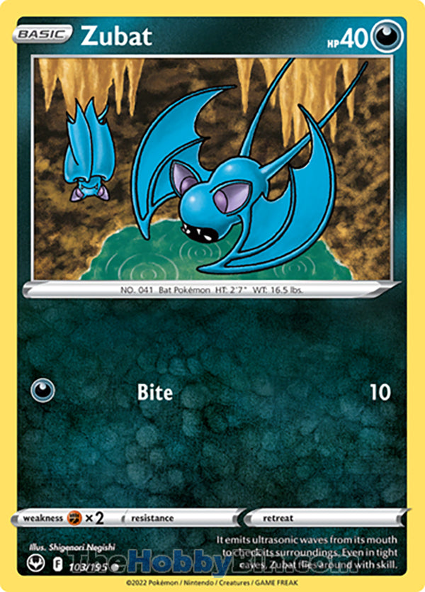 0103 Zubat Common Silver Tempest