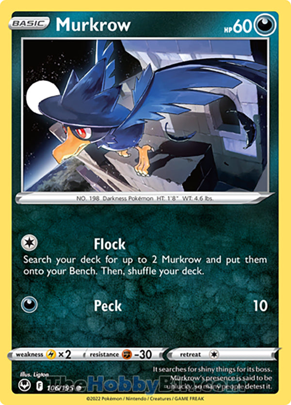 Murkrow #106/195 Common - Silver Tempest Pokemon card
