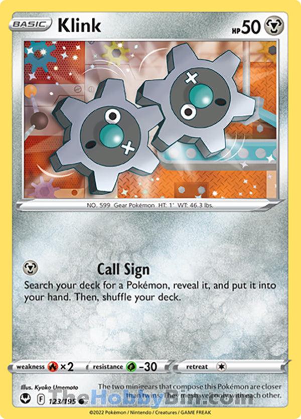 Klink #123/195 Common - Silver Tempest Pokemon card