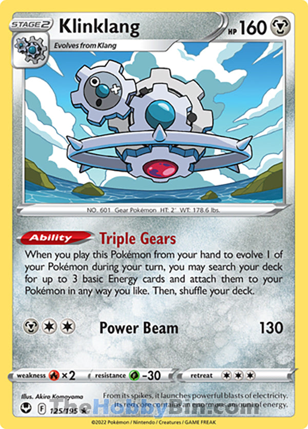 Klinklang #125/195 Rare - Silver Tempest Pokemon card