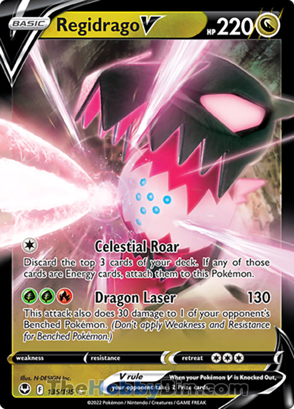 Regidrago V #135/195 Ultra Rare V - Silver Tempest Pokemon card