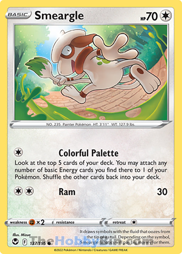 Smeargle #137/195 Common - Silver Tempest Pokemon card