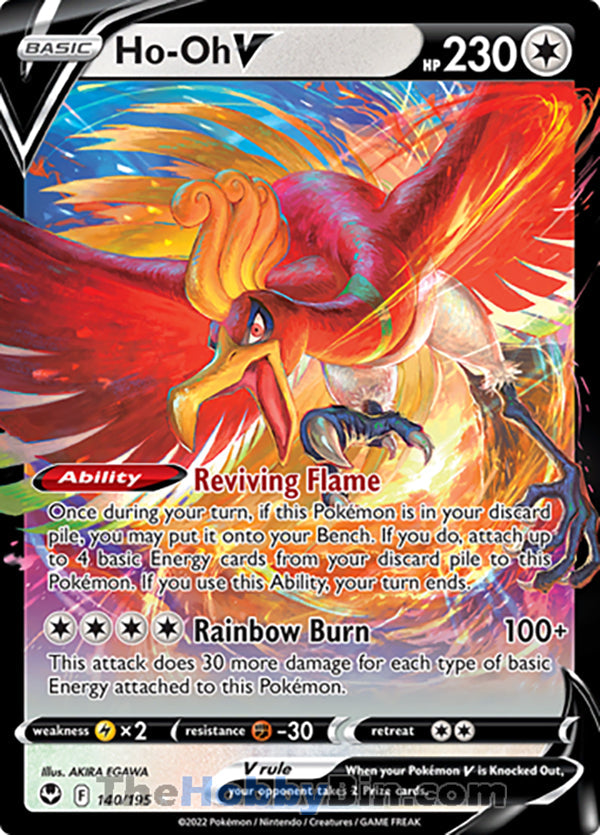 Ho-Oh V #140/195 Ultra Rare V - Silver Tempest Pokemon card