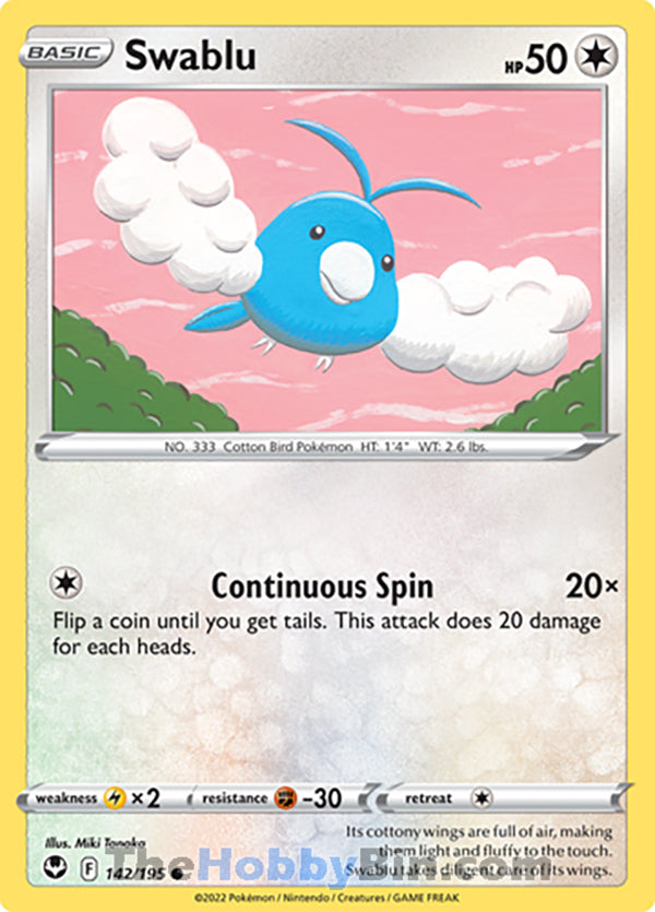 Swablu #142/195 Common - Silver Tempest Pokemon card