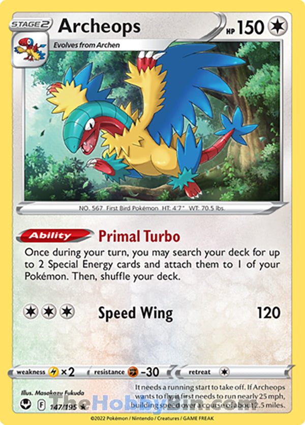 Archeops #147/195 Holo Rare - Silver Tempest Pokemon card