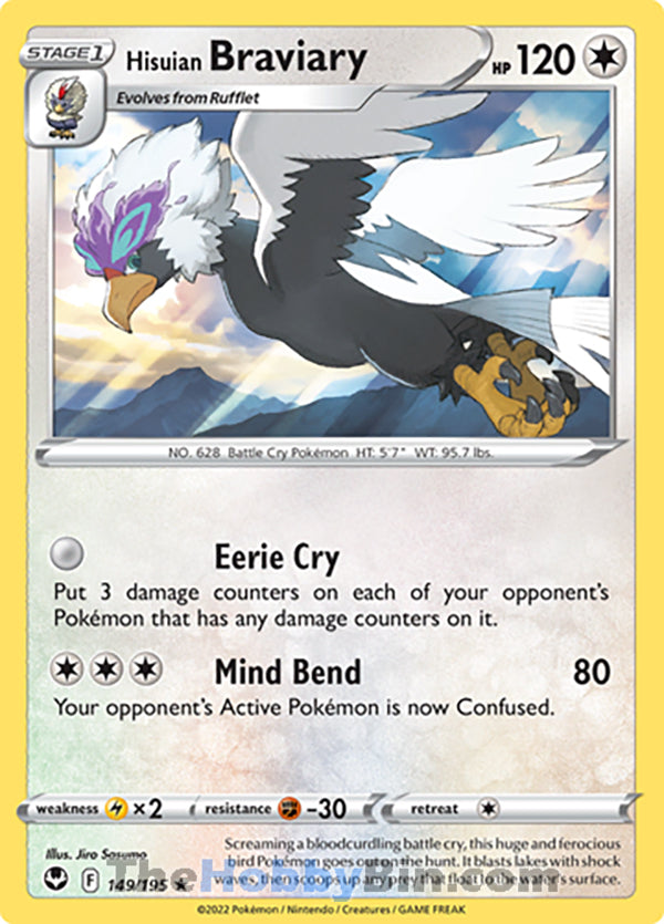 Hisuian Braviary #149/195 Rare - Silver Tempest Pokemon card