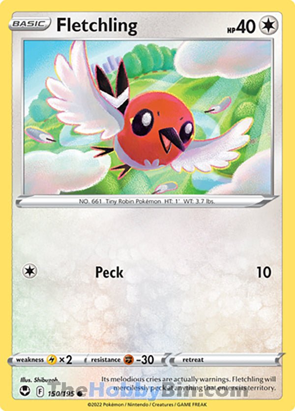 Fletchling #150/195 Common - Silver Tempest Pokemon card