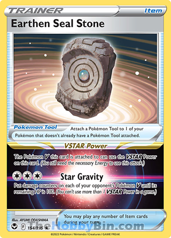Earthen Seal Stone #154/195 Holo Rare - Silver Tempest Pokemon card