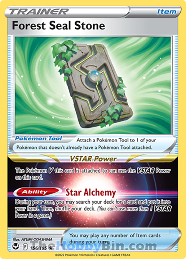 Forest Seal Stone #156/195 Holo Rare - Silver Tempest Pokemon card