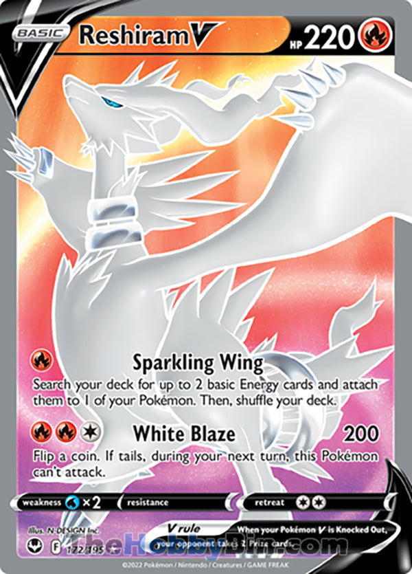 Reshiram V #172/195 Full Art V - Silver Tempest Pokemon card