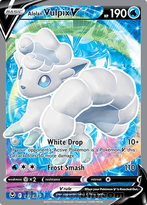 Alolan Vulpix V #173/195 Full Art V - Silver Tempest Pokemon card