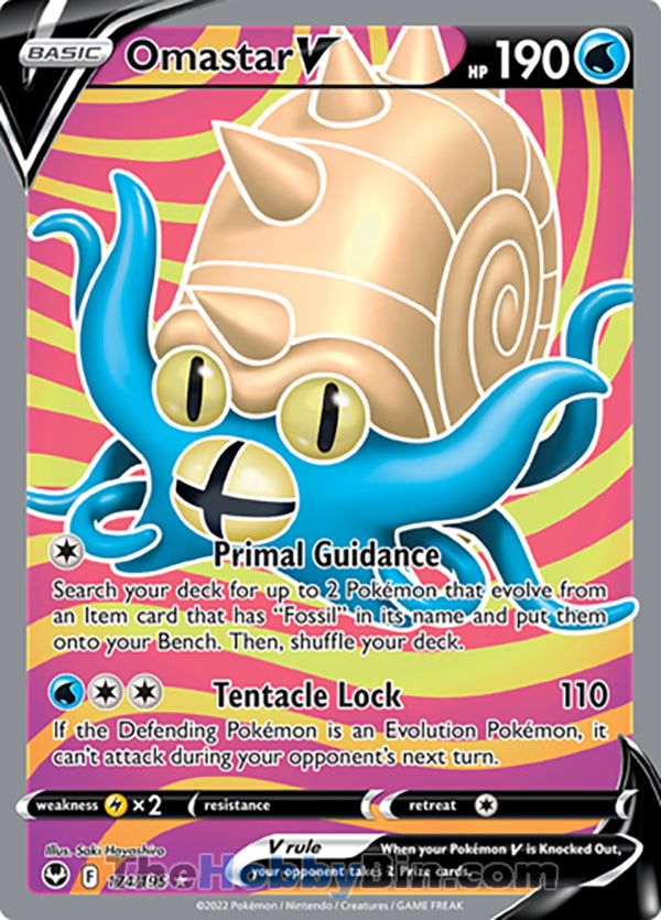 Omastar V #174/195 Full Art V - Silver Tempest Pokemon card