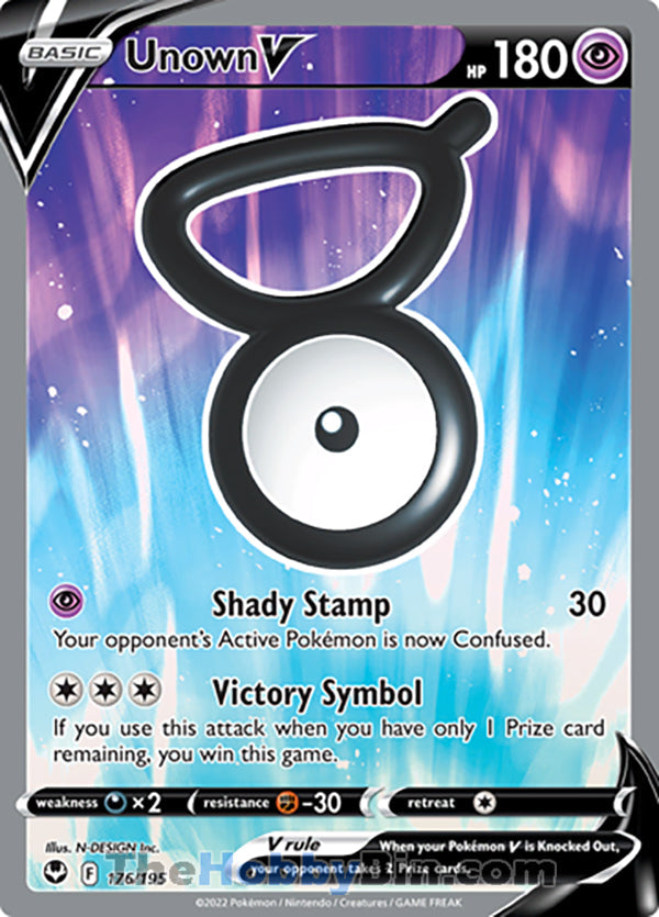 Unown V #176/195 Full Art V - Silver Tempest Pokemon card