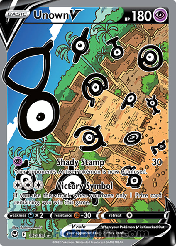 Unown V #177/195 Alternate Art V - Silver Tempest Pokemon card