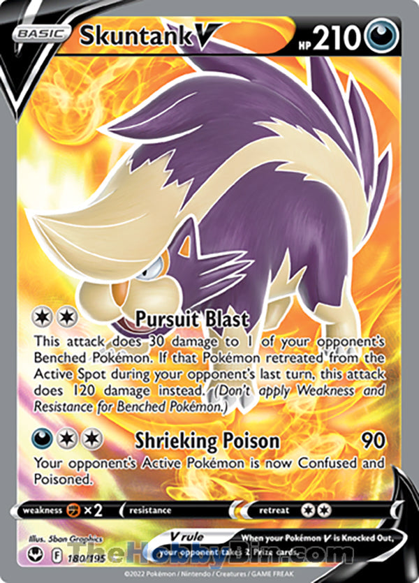 Skuntank V #180/195 Full Art V - Silver Tempest Pokemon card