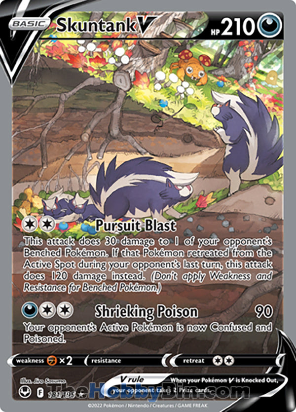 Skuntank V #181/195 Alternate Art V - Silver Tempest Pokemon card