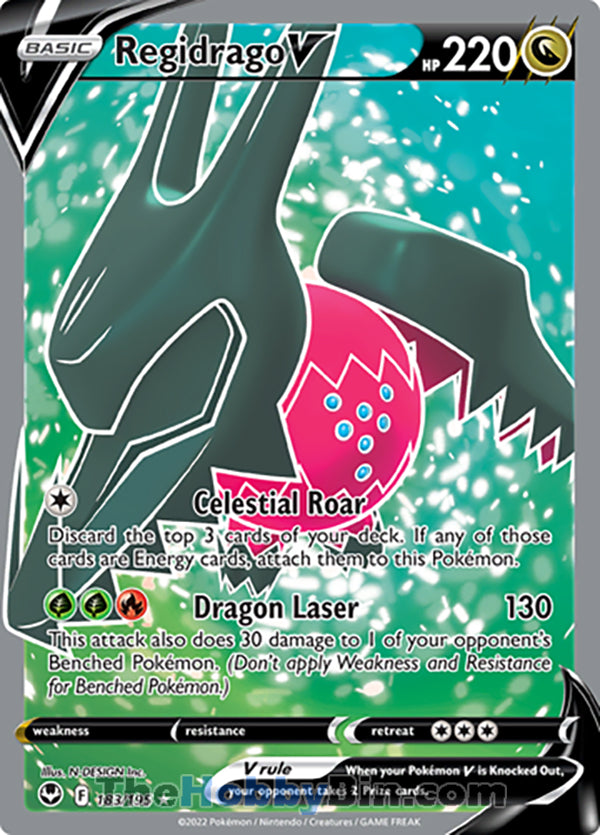 Regidrago V #183/195 Full Art V - Silver Tempest Pokemon card