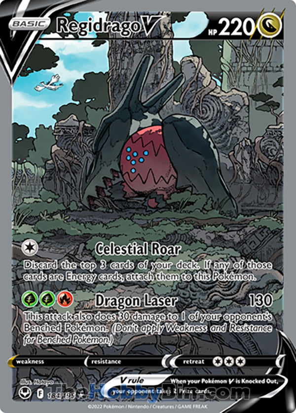 Regidrago V #184/195 Alternate Art V - Silver Tempest Pokemon card