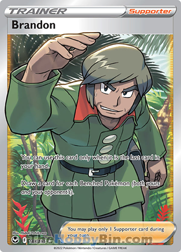 Brandon #188/195 Full Art Trainer - Silver Tempest Pokemon card