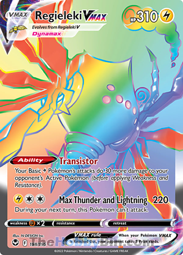 Regieleki VMAX #198/195 Rainbow Secret Rare - Silver Tempest Pokemon card