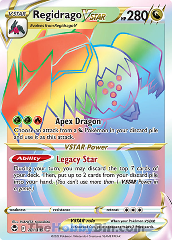 Regidrago VSTAR #201/195 Rainbow Secret Rare - Silver Tempest Pokemon card