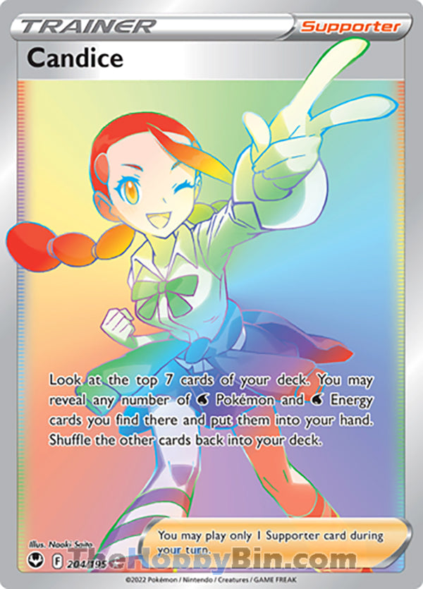 Candice #204/195 Rainbow Secret Rare - Silver Tempest Pokemon card
