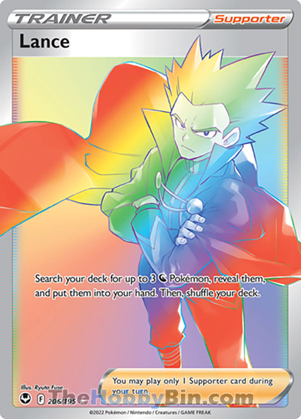 Lance #206/195 Rainbow Secret Rare - Silver Tempest Pokemon card