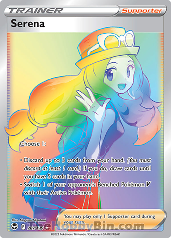 Serena #207/195 Rainbow Secret Rare - Silver Tempest Pokemon card