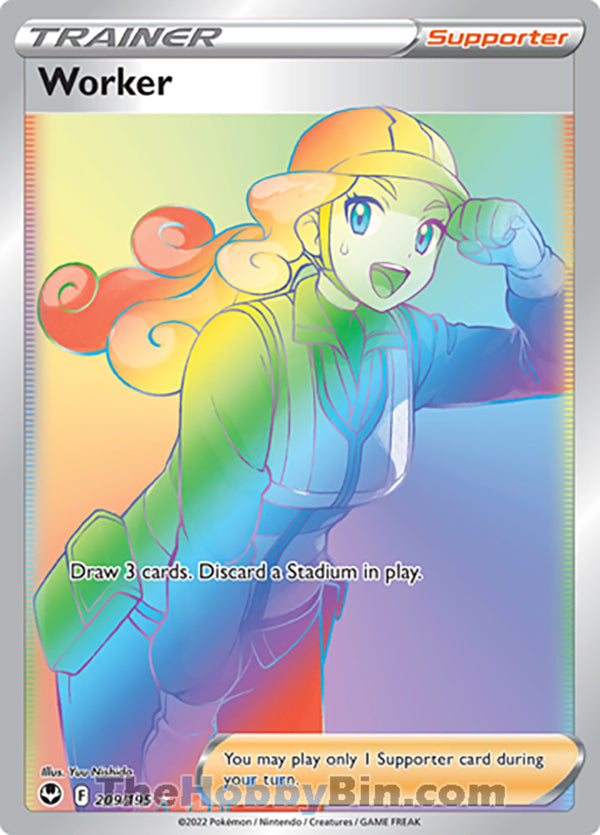 Worker #209/195 Rainbow Secret Rare - Silver Tempest Pokemon card