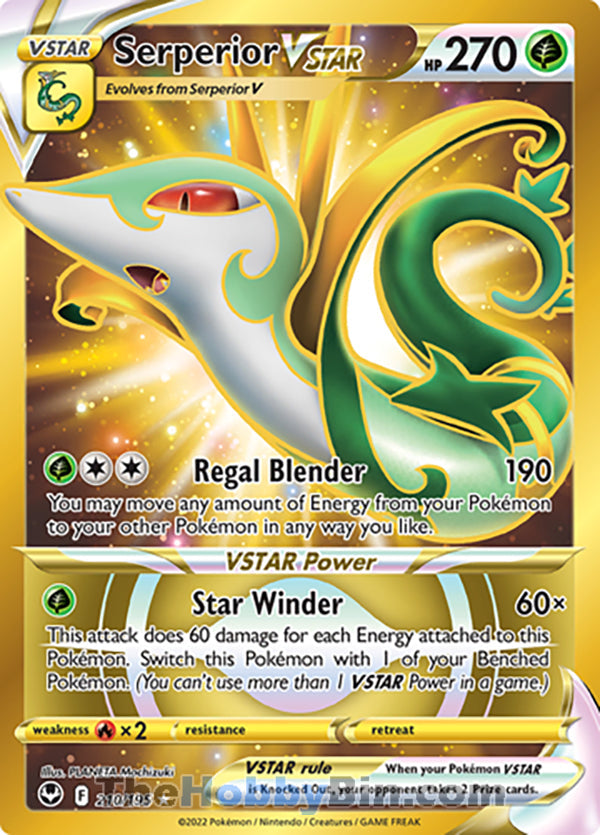 Serperior VSTAR #210/195 Gold Secret Rare - Silver Tempest Pokemon card