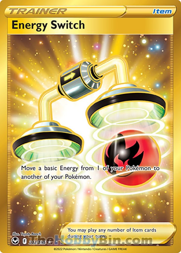 Energy Switch #212/195 Gold Secret Rare - Silver Tempest Pokemon card