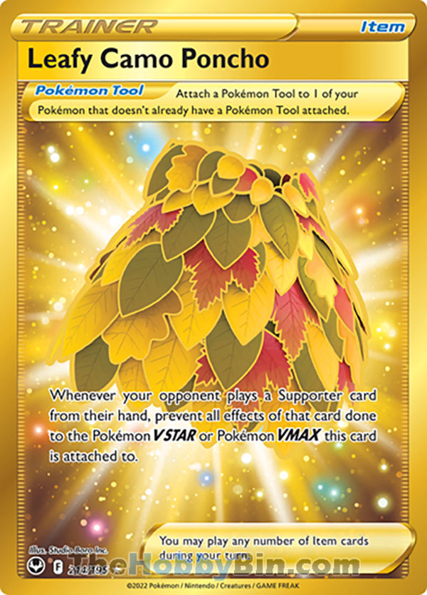 Leafy Camo Poncho #214/195 Gold Secret Rare - Silver Tempest Pokemon card