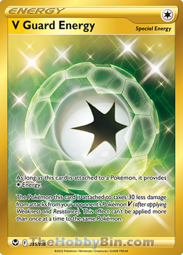 V Guard Energy #215/195 Gold Secret Rare - Silver Tempest Pokemon card