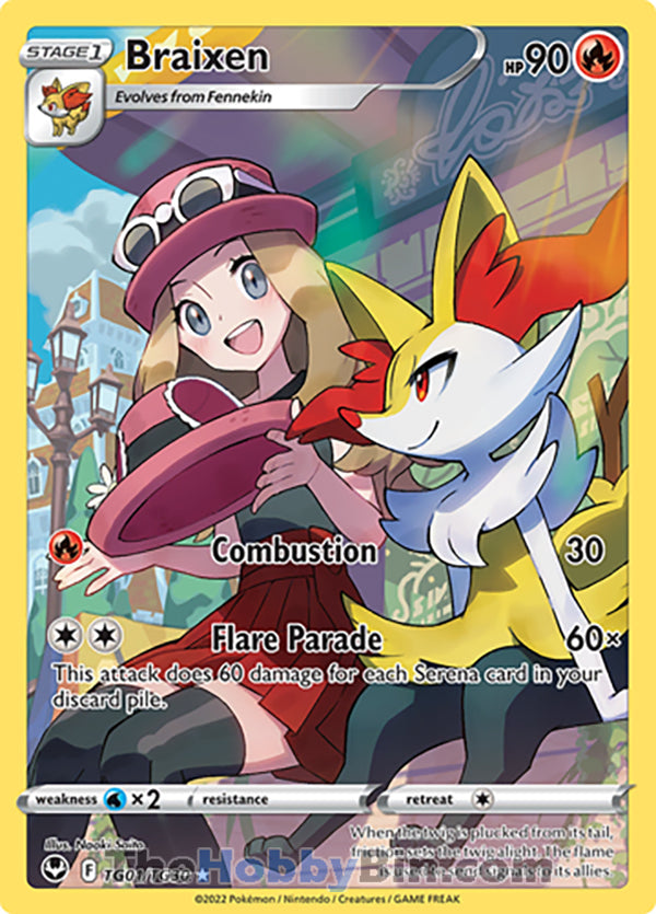 Braixen #TG01/TG30 Trainer Gallery Holo - Silver Tempest Pokemon card
