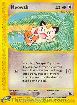 Meowth #78/144 Common - Skyridge Pokemon card
