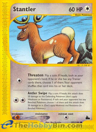 Stantler #102/144 Common - Skyridge Pokemon card