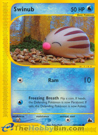 Swinub #107/144 Common - Skyridge Pokemon card