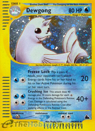 Dewgong Skyridge Holo Rare #H06/H32