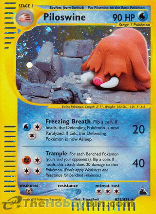 Piloswine Skyridge Holo Rare #H22/H32