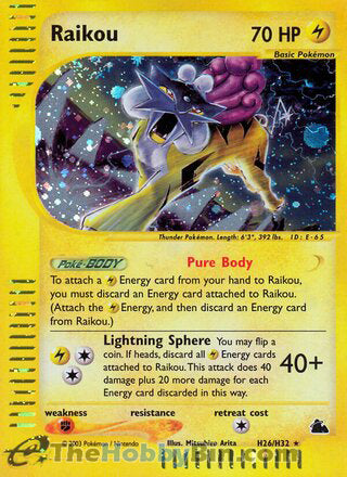 0000H026 Raikou Holo Rare Skyridge