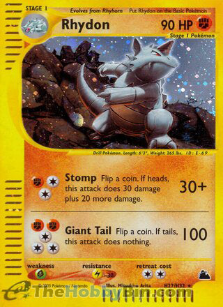 0000H027 Rhydon Holo Rare Skyridge