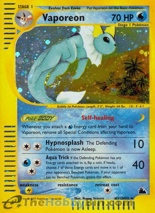 0000H031 Vaporeon Holo Rare Skyridge